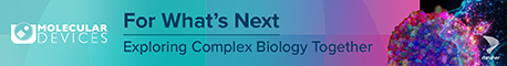 Molecular Devices Logo. Text that says "For what's next, exploring complex biology together."